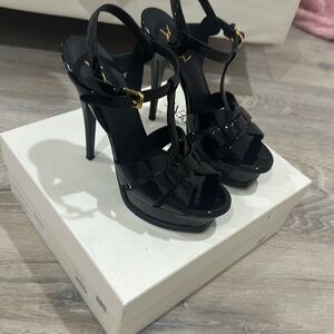 Yves Saint Laurent Black Strappy Heels